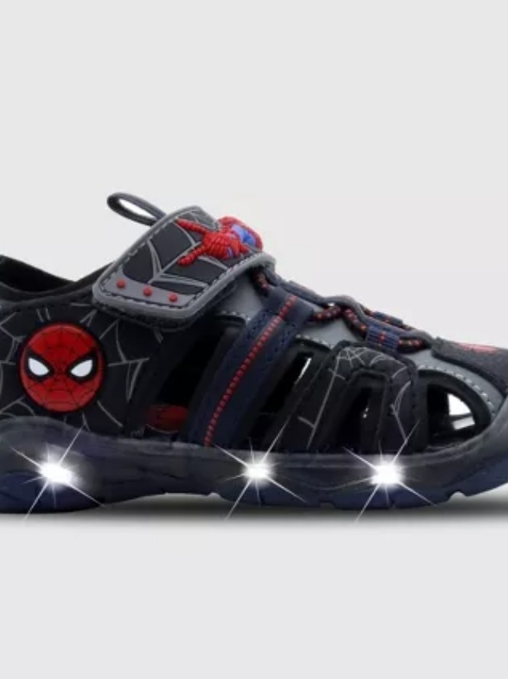 Toddler Marvel Spider-Man lighted footwear Camp Sandal Black/Gray size 11T new